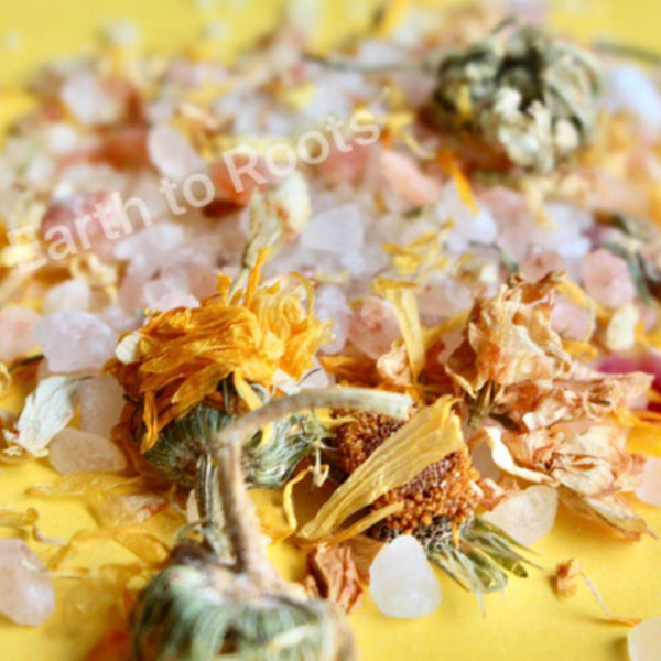 Relax Floral Bath Salts w/ Rose & Pink Himalayan Salt