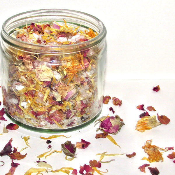 Relax Floral Bath Salts w/ Rose & Pink Himalayan Salt