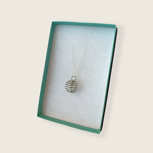 Crystal Cage Pendant & Sterling Silver Chain Necklace In A Jewellery Box