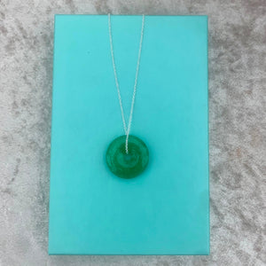 Jade Pendant & Sterling Silver Chain Necklace In A Jewellery Box