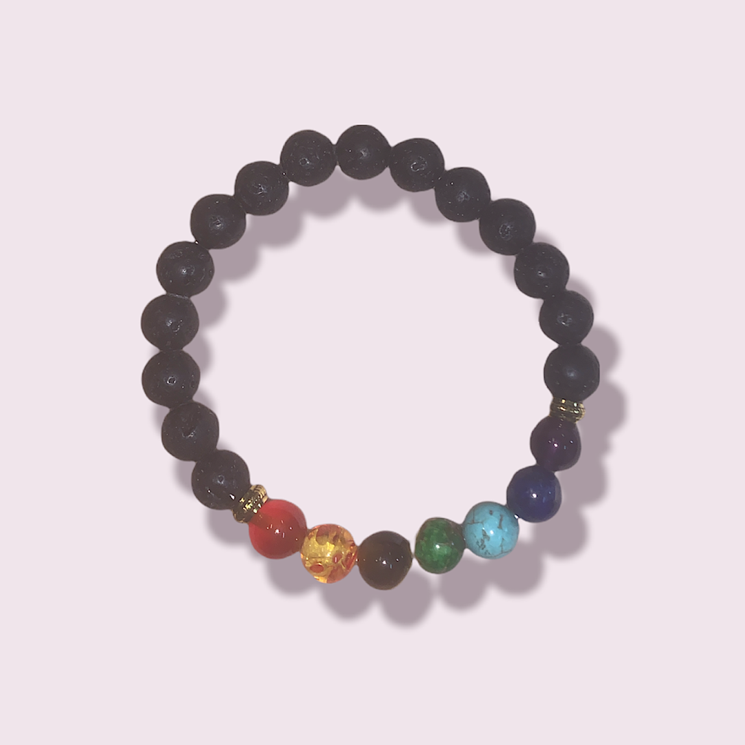 Charka Crystal & Lava Bead Bracelet