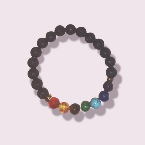 Charka Crystal & Lava Bead Bracelet